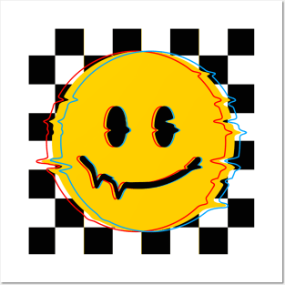 70s Vintage Smiley Glitch Posters and Art